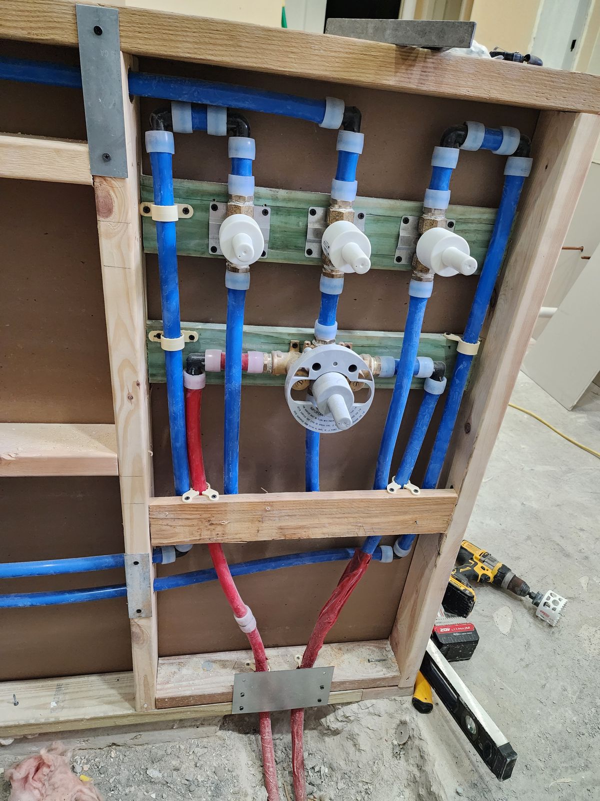 New shower plumbing roughed in by M&M Builds