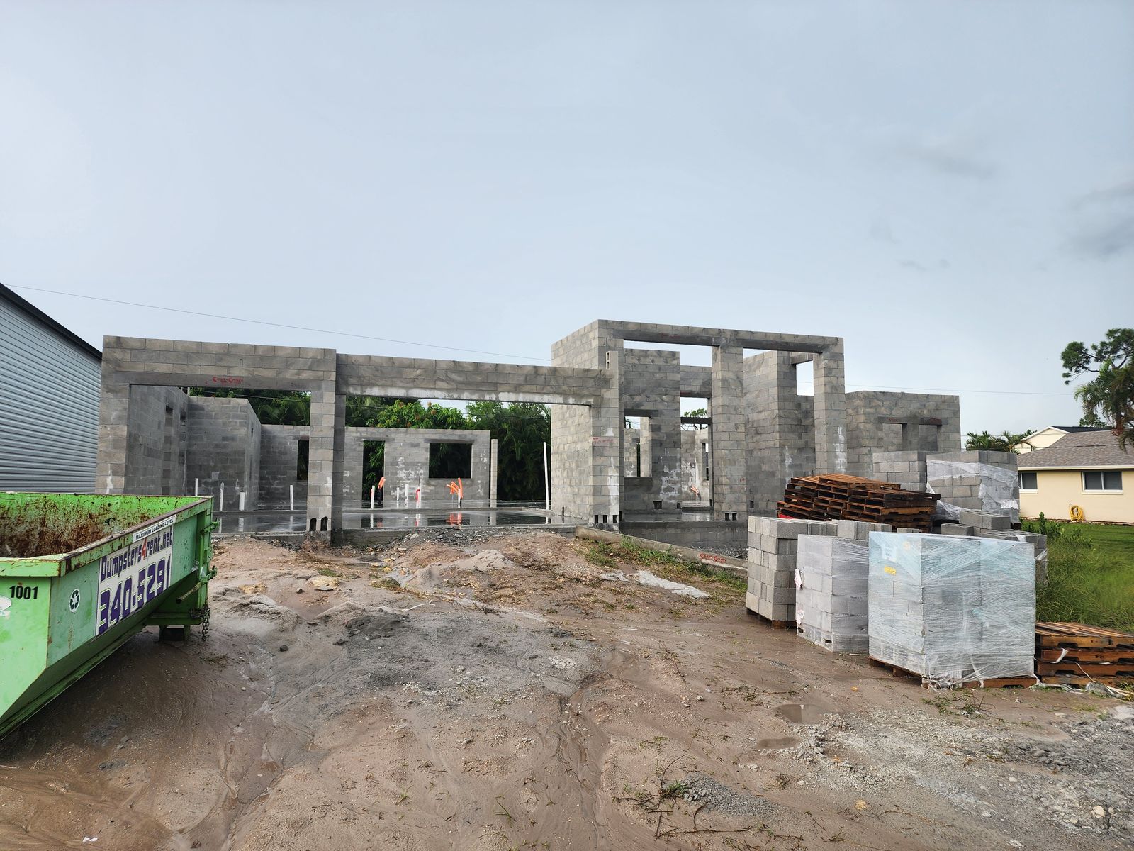 New Custom Home & Steel Building – Block walls 1